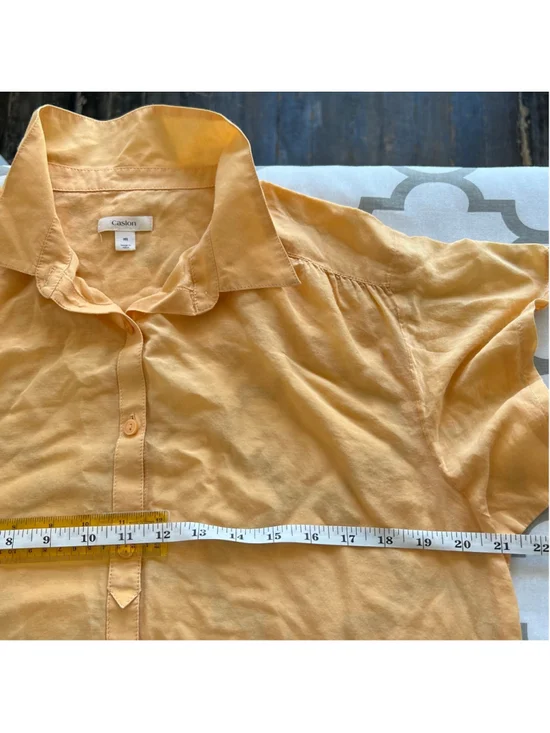 Caslon Yellow vanilla Button Down Shirt cotton and silk blended size M - Picture 3 of 6